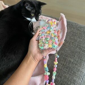 Unique one of a kind Colorful charm iPhone 17 Case with Strap- NWT